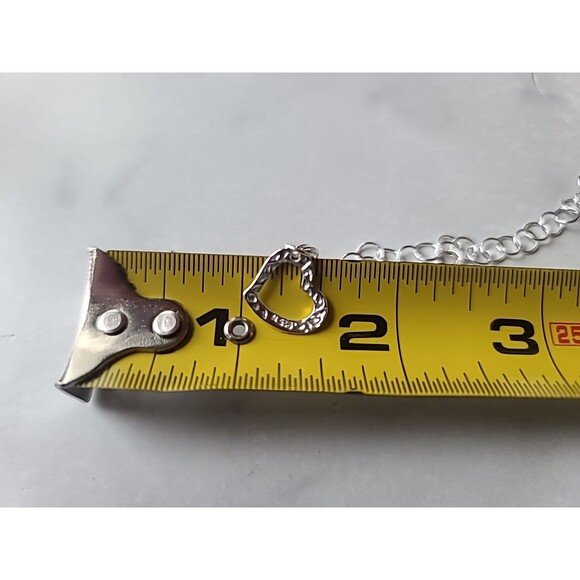 Italian 925 Sterling Hammered Silver Open Heart Charm Chain Bracelet Vintage - Picture 9 of 10